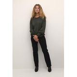 Kaffe - Karegina O-Neck Knit Trui - Forest Night - 70% Viscose 20% Nylon 10% Metallic Draad