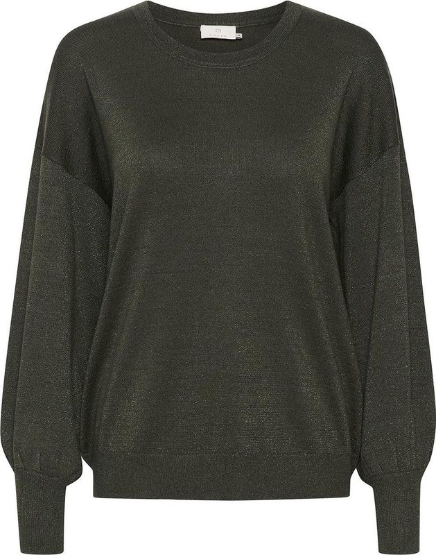 Kaffe - Karegina O-Neck Knit Trui - Forest Night - 70% Viscose 20% Nylon 10% Metallic Draad