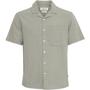 Overhemd - Groen - Linnen/Viscose - Korte Mouwen - Regular Fit