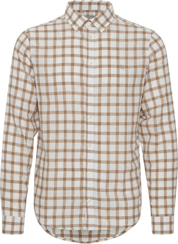 Casual Friday Overhemd 'Anton'  bruin / wit