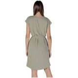 b.young - Lace-Up Plain Short Sleeve Dress - Groen - Dames - Korte Mouw