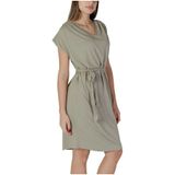 b.young - Lace-Up Plain Short Sleeve Dress - Groen - Dames - Korte Mouw