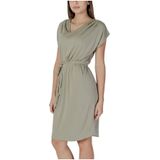 b.young - Lace-Up Plain Short Sleeve Dress - Groen - Dames - Korte Mouw