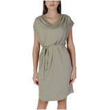 b.young - Lace-Up Plain Short Sleeve Dress - Groen - Dames - Korte Mouw