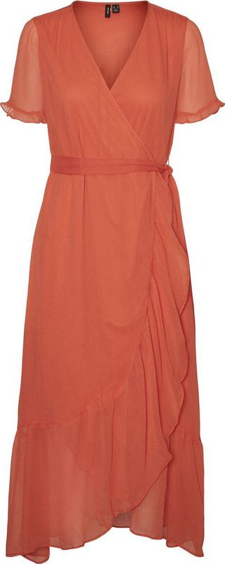 Vero Moda - VMTUA 7/8 Wrap Dress - Jurk - Groen - Recycled Polyester