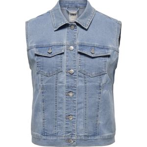 Onlwonder - Denim Vest - Hoge Opstaande Kraag - Lange Mouwen - Knoopsluiting