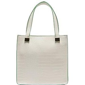 ONLY Dames ONLPETRA Croco PU Tote Bag Schoudertas, Whisper White/Detail: Classic Green Edge, One Size, Whisper White/Detail: Classic Green Edge, One Size