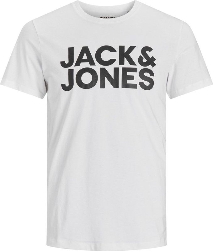 JACK & JONES - JJECORP - T-shirt - Wit - Grote Maat - Korte Mouw