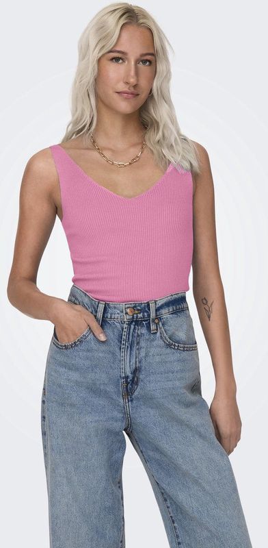 Tops - Effen - Knitwear - V-hals - Mouwloos - Slanke Pasvorm