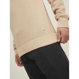 JACK & JONES Atlas knit crew neck slim fit - heren pullover katoen met O-hals - beige