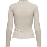 Only - Top - Beige - Ribstof - Hoge Hals - Lange Mouwen