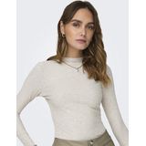 Only - Top - Beige - Ribstof - Hoge Hals - Lange Mouwen