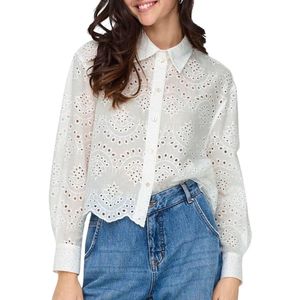 Only Blouse Off-White - Lange Mouwen, Klassieke Kraag