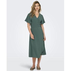 ONLY - Onlcali Life S/S Midi - Wikkeljurk - Groene balsem - Korte Mouwen