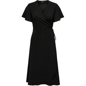 Onlcali - Lange Jurk - Midi-lengte - V-Hals - Korte Mouwen - Wikkelsluiting