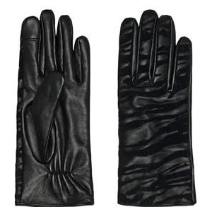 ONLY Onljanice Leather Gloves Acc Dameshandschoenen, zebra-detail, Eén maat, Zwart / Detail: Zebra