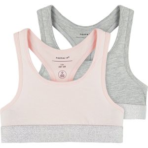 NAME IT KIDS Bh Top - set van 2 Lichtroze/Grijs Melange