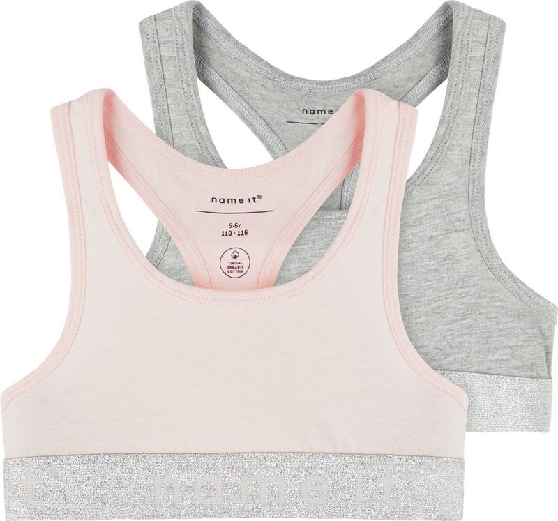 NAME IT KIDS Bh Top - set van 2 Lichtroze/Grijs Melange
