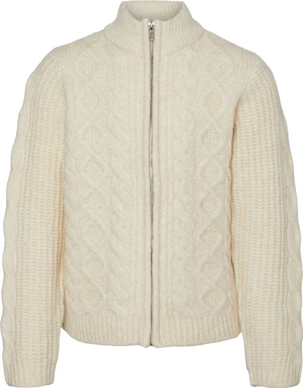 Vero Moda - Gebreid Vest - Groen - Hoge Hals - Lange Mouwen