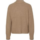 Gebreide Pullover - Hoge Hals - Lange Mouwen - Ballonmouwen - Knoop Detail