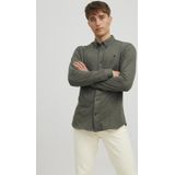 JACK&JONES - JJPIQUE MELANGE LOGO SHIRT L/S Heren Overhemd - Kleur - Materiaal