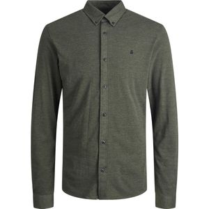 JACK&JONES - JJPIQUE MELANGE LOGO SHIRT L/S Heren Overhemd - Kleur - Materiaal