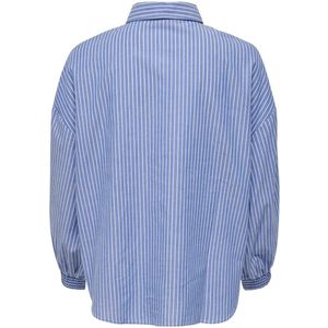 ONLY - Blouse - Blauw - Gestreepte Lange Mouwen - Losse Katoenen Top