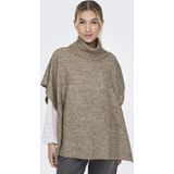 Poncho - Camel - Ribbrei-look - Mouwloos - 80% Polyester