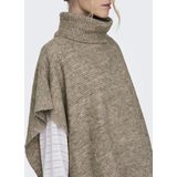 Poncho - Camel - Ribbrei-look - Mouwloos - 80% Polyester