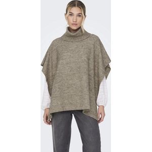 Poncho - Camel - Ribbrei-look - Mouwloos - 80% Polyester