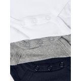 NAME IT BABY Romper NBNBODY - set van 3 Grijs Melange/Wit/Donkerblauw