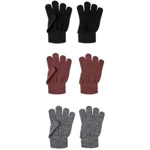 NAME IT Uniseks handschoenen, Nocturne/Pack: 3 Pack Met Grijs Mel/Zwart, 9