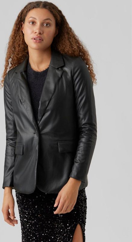 Olympia - Blazer - Effen - Imitatieleder - Normale Pasvorm - Lange Mouw