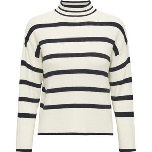 Gebreide Pullover - Hoge Hals - Lange Mouwen - Contrasterende Mouwen