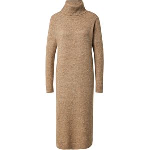 Pieces - Lange Gebreide Jurk - Rolkraag - Groen - 50% Polyester - Gerecycled