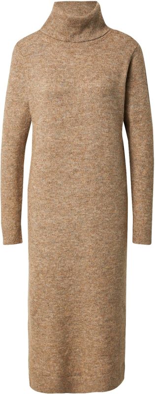 Pieces - Lange Gebreide Jurk - Rolkraag - Groen - 50% Polyester - Gerecycled