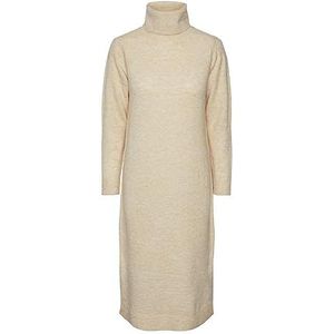 Pieces Pcjuliana Ls Rolneck Knit Dress Noos BC Damesjurk, Grijs Whitecap, XS, wit pet, grijs