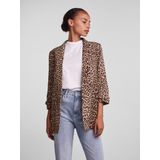 Pieces - Blouseblazer - Blazer - Natural - Luipaardprint - 3/4 Mouwen