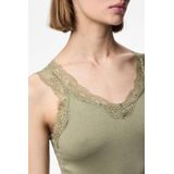 Pieces hemdje met kant - Lace Top - Barbera - Viscose kanten onderhemd - Singlet met brede bandjes - Zwart - Huidskleur - Wit - Lingerie top  - Groen