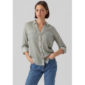 Gestreept hemd met lange mouwen VERO MODA. Viscose materiaal. Maten M. Groen kleur