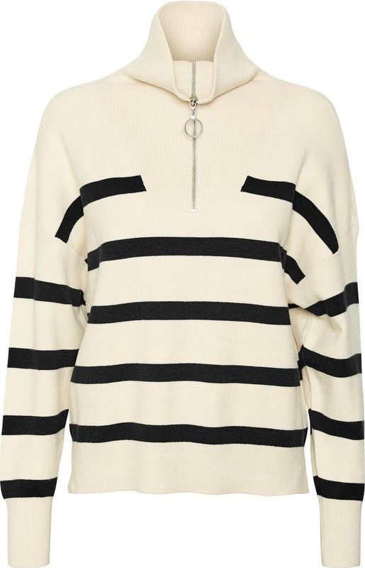 Vero Moda Trui Vmsaba Stripe Ls Highneck Blouse Ga 10269246 Birch/black Dames