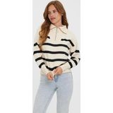 Vero Moda Trui Vmsaba Stripe Ls Highneck Blouse Ga 10269246 Birch/black Dames