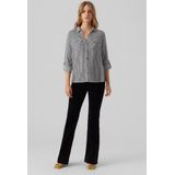 VERO MODA - Gestreept Hemd - Zwart - Viscose - Lange Mouwen