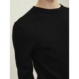 JACK & JONES Mark merino knit crew neck slim fit - heren pullover wol met O-hals - zwart
