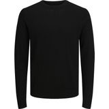 JACK & JONES Mark merino knit crew neck slim fit - heren pullover wol met O-hals - zwart