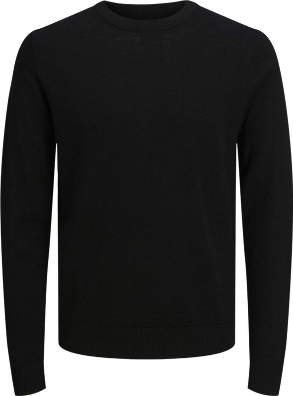 JACK & JONES Mark merino knit crew neck slim fit - heren pullover wol met O-hals - zwart