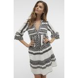 Jurk - V-hals - 3/4 Mouwen - Losse Pasvorm - Biologisch Katoen - Kort