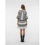 Jurk - V-hals - 3/4 Mouwen - Losse Pasvorm - Biologisch Katoen - Kort