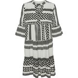 Jurk - V-hals - 3/4 Mouwen - Losse Pasvorm - Biologisch Katoen - Kort