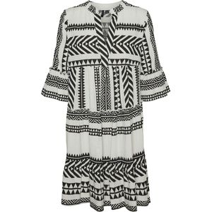 Jurk - V-hals - 3/4 Mouwen - Losse Pasvorm - Biologisch Katoen - Kort